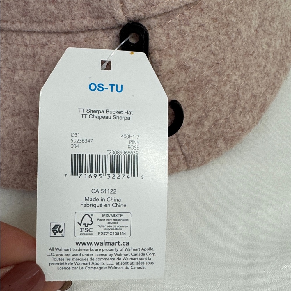 TIME & TRU Pink Bucket Hat Sherpa Lined New With Tags One Size - Picture 5 of 5